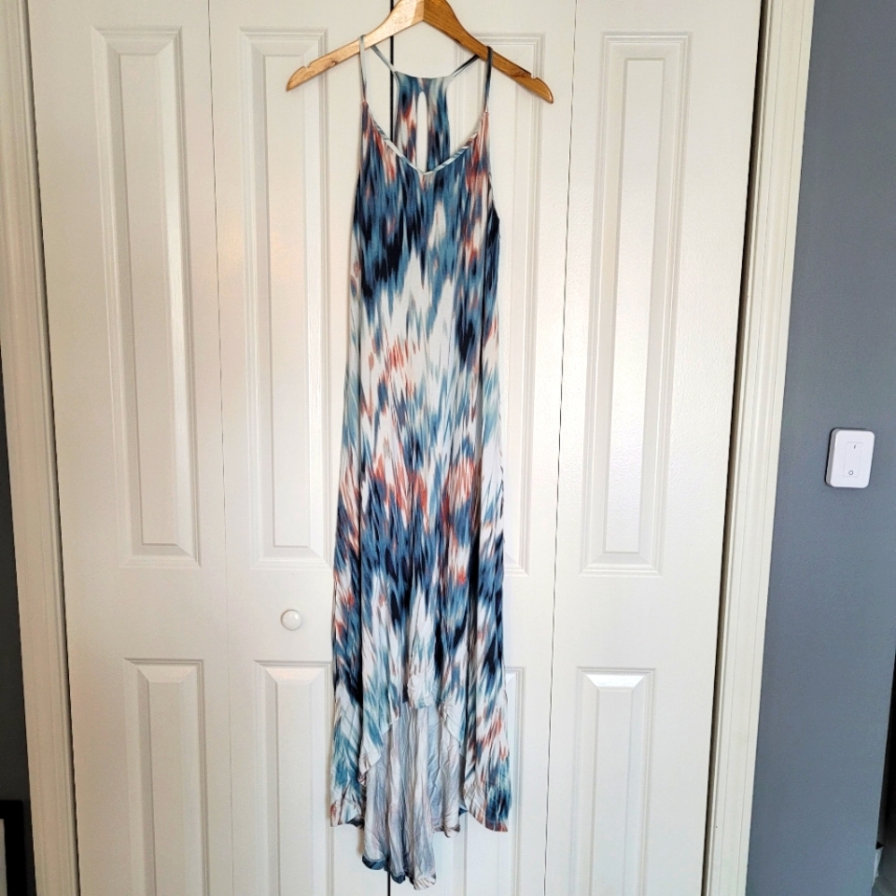 Cynthia Rowley stretchy asymmetrical maxi dress with built-in bra size M.